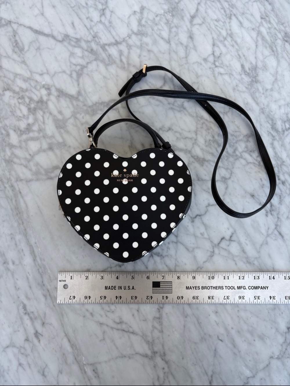 kate spade Black and White Polka Dot Heart Mini Crossbody